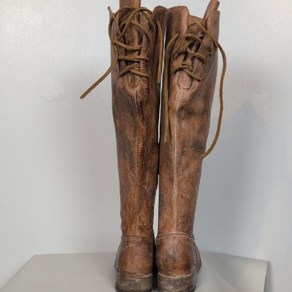 Bed Stu Manchester Knee High Leather Lace Back Boots - Picture 4 of 16